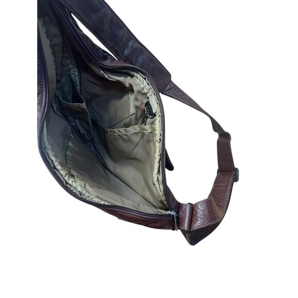 Vintage Unisex Ameri Brown Leather Hiking Healthy Sling Bag 19” USA Made main image 8